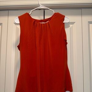 Calvin Klein Collection Burnt Orange Pleated Sleeveless Blouse
